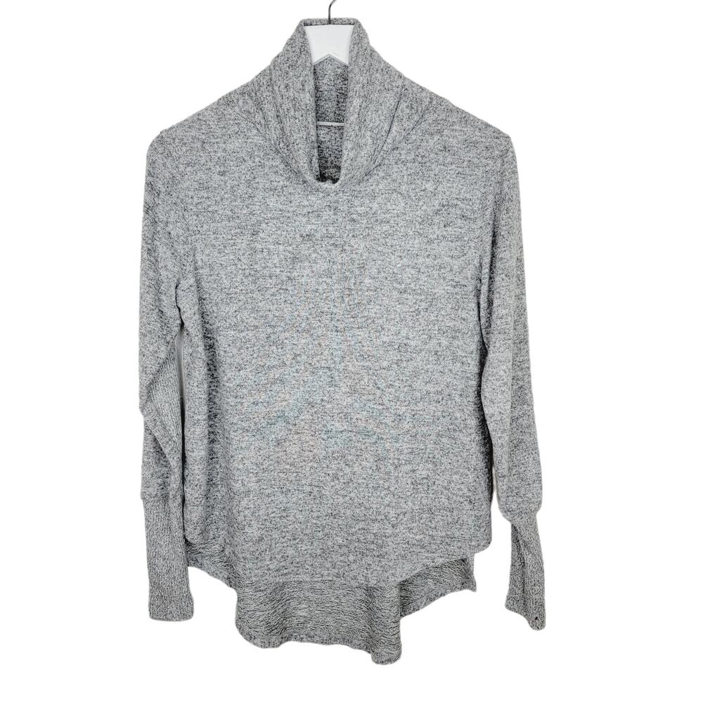 SWEET ROMEO Gray Cowl Turtleneck Hi-Lo Textured Pullover Sweater - Size S